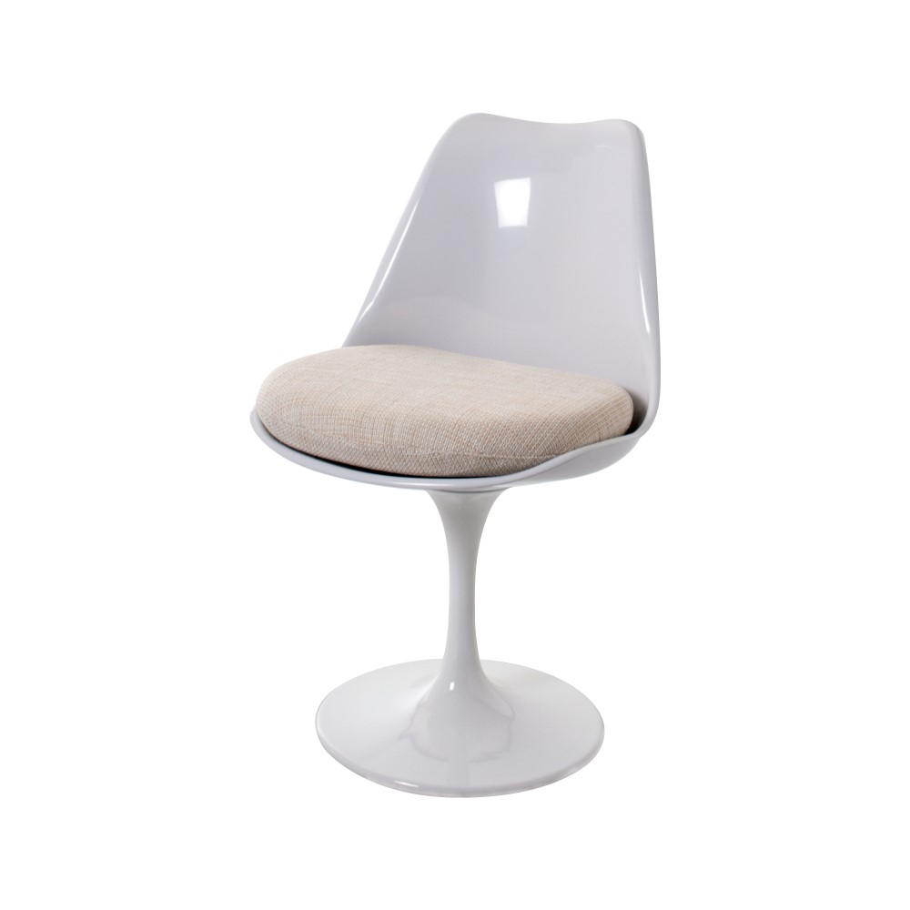 Eero Saarinen style, Esszimmerstuhl Tulip Stuhl Ohne Lehne weiß beige