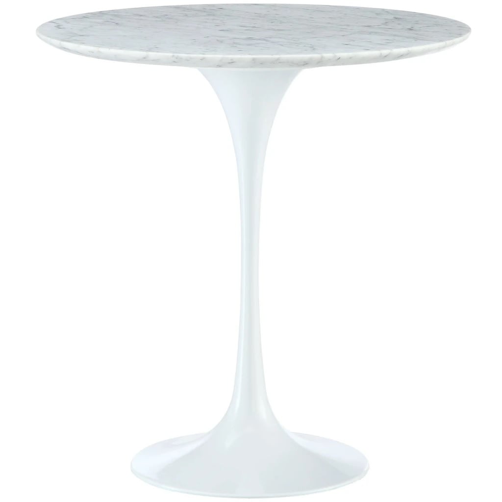 Eero Saarinen style, Beistelltisch Tulip Table 50cm Top Marmor weiß Basis weiß