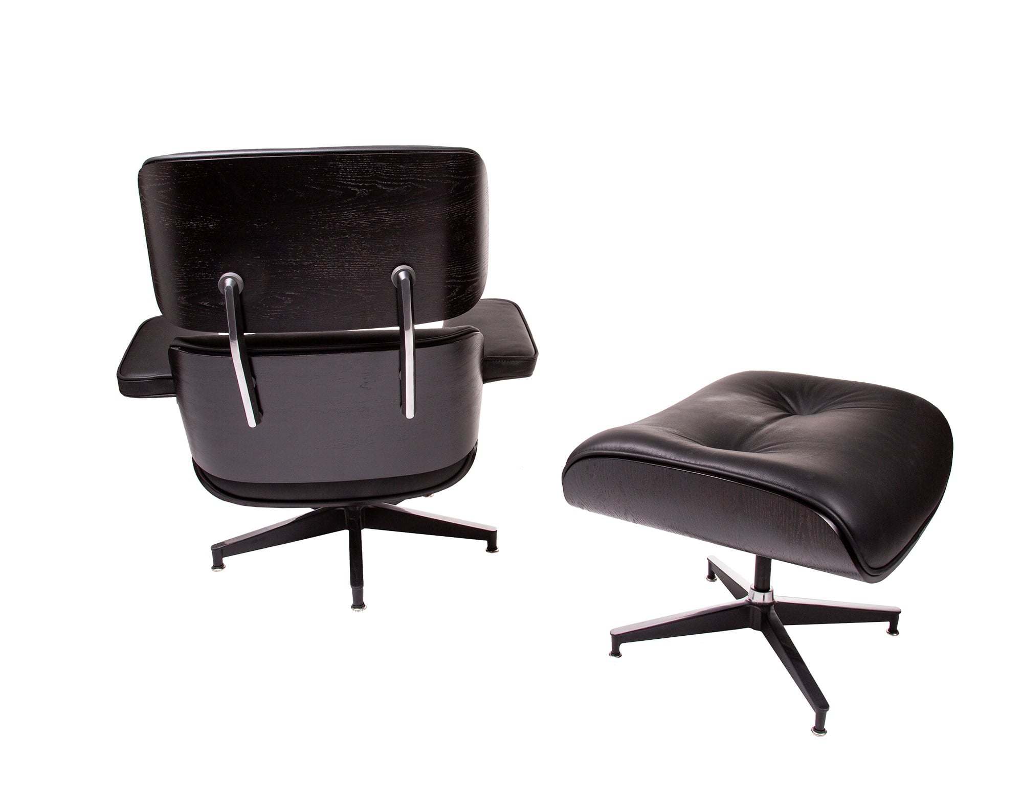 Charles Eames style, Armlehnensessel mit Hocker EA670 XL schwarz schwarz Schwarze Basis