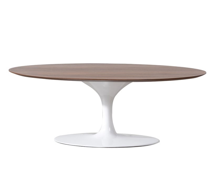 Eero Saarinen style, Kaffee Tisch Tulip Table Oval Platte Nussbaum Basis weiß