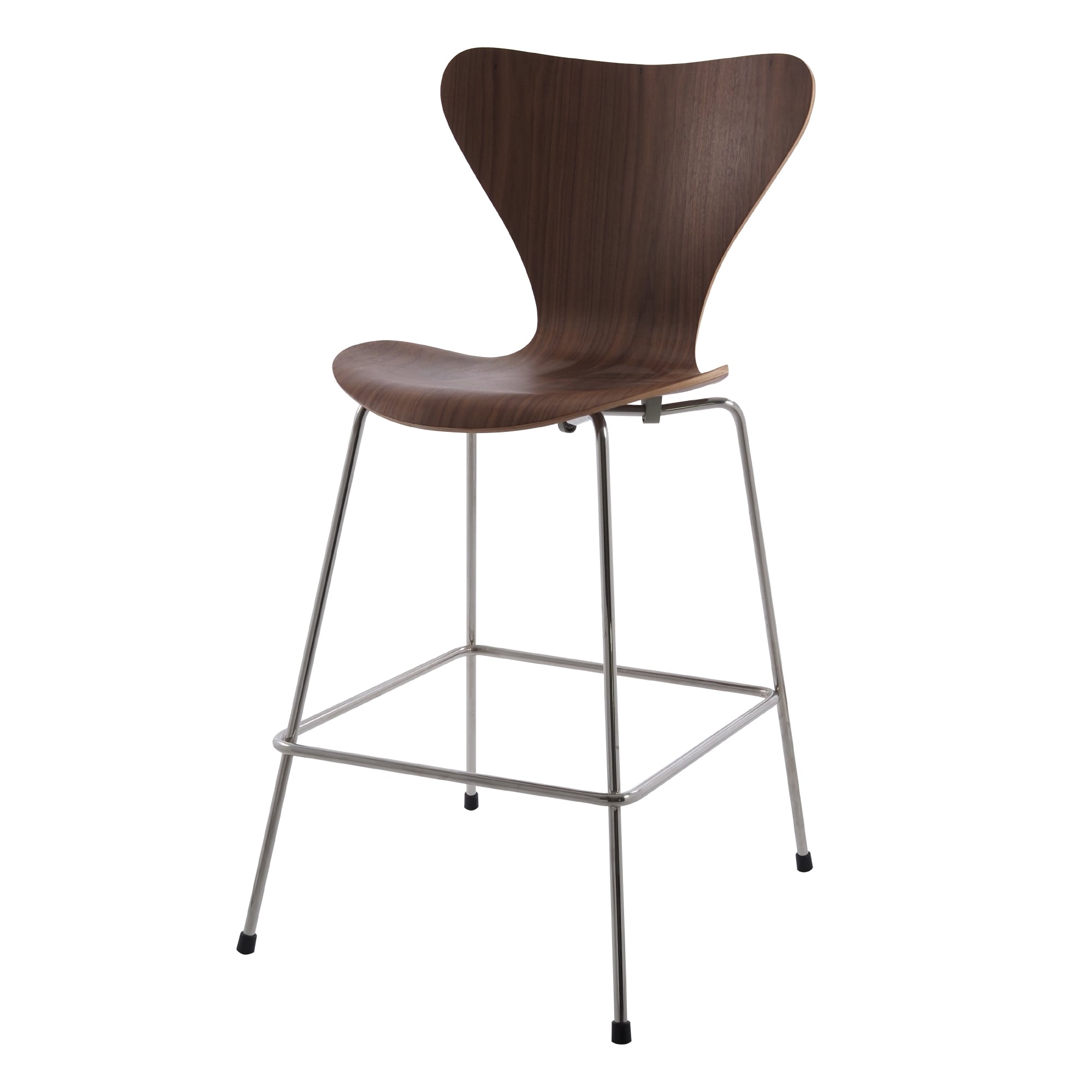 Arne Jacobsen style, Barhocker Butterfly series 66cm Nussbaum