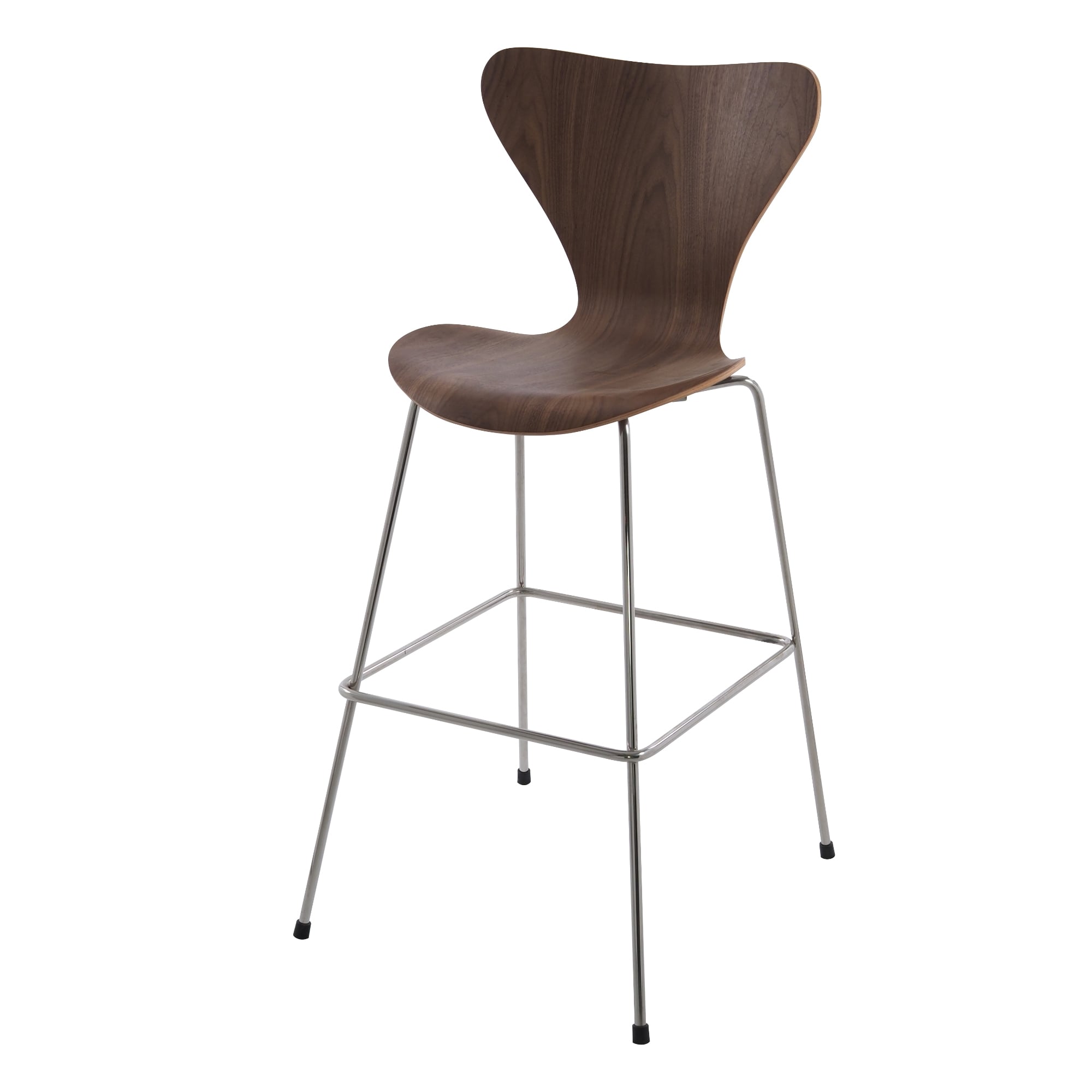 Arne Jacobsen style, Barhocker Butterfly series 76cm Nussbaum